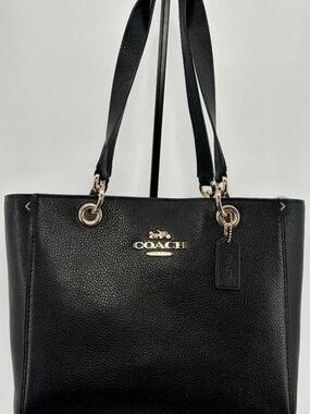 COACH Black Pebbled Leather Tote Bag with Gold Hardware NWOT